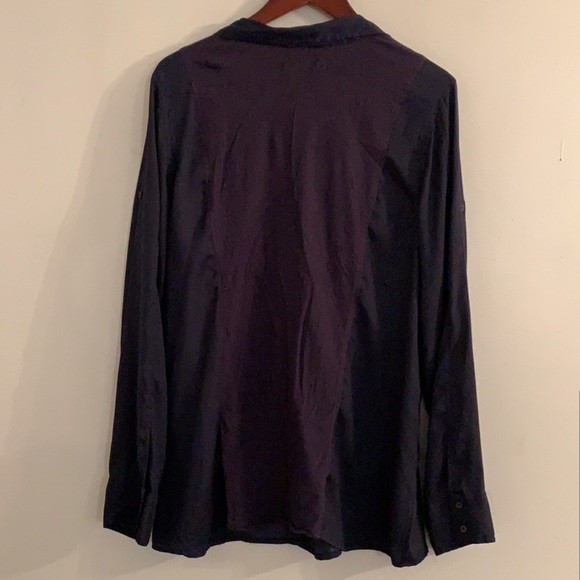 Calvin Klein Jeans Blouse Navy Blue Long Sleeves Button Down Top Shirt XL Talla - Picture 6 of 10